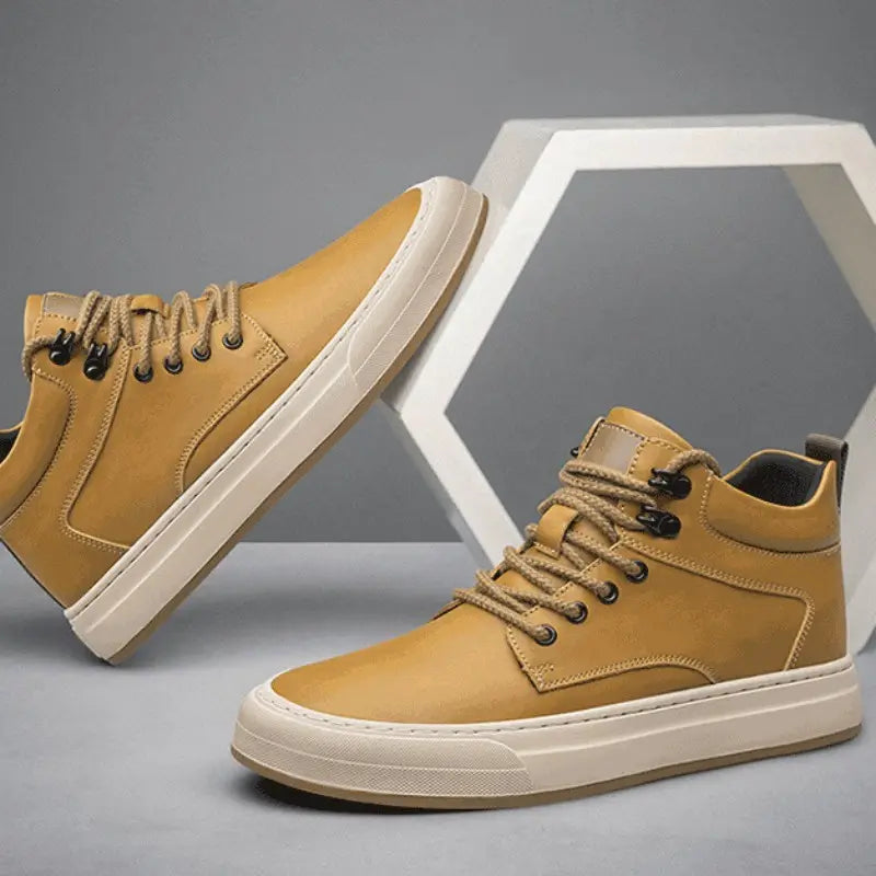 6FT Club Height Increasing Leather Elevator Shoes - Gold
