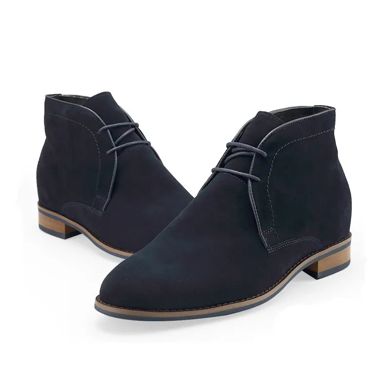 6FT Club Suede Leather Height Increasing Elevator Shoes - Deep Blue