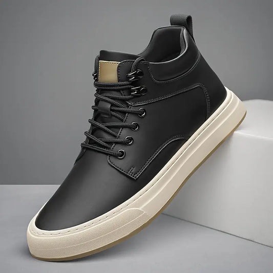 6FT Club Height Increasing Leather Elevator Shoes - Black