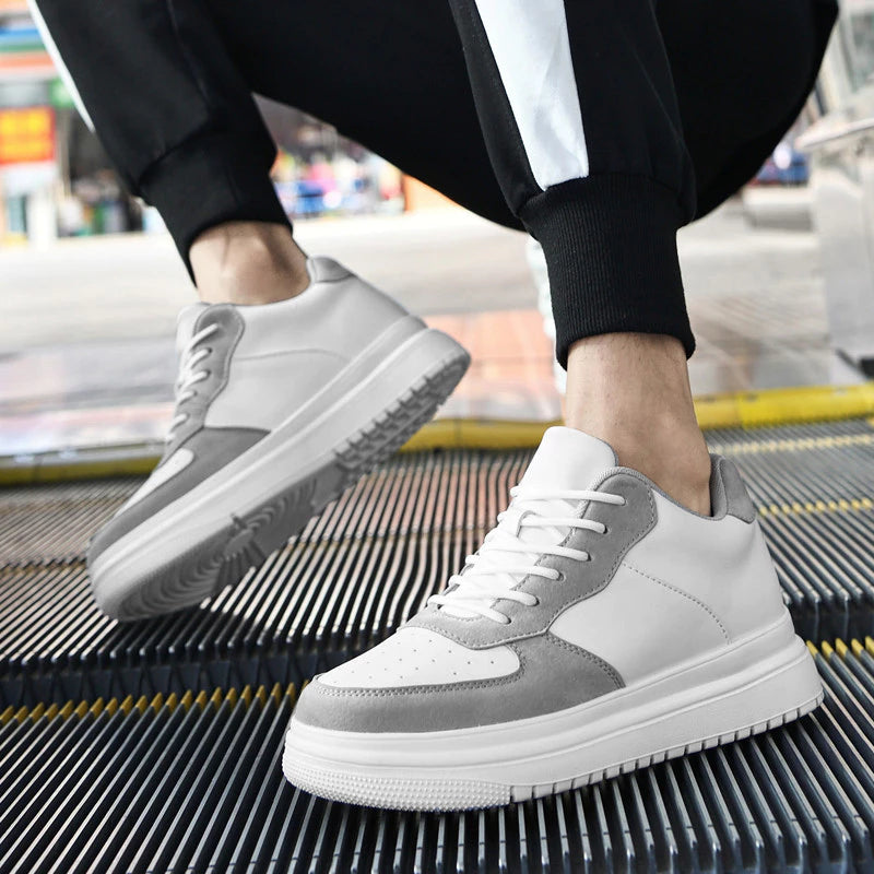 6FT Club Grey Sneakers Men's Elevator Oxford Shoes Chunky Heel Lift Insole