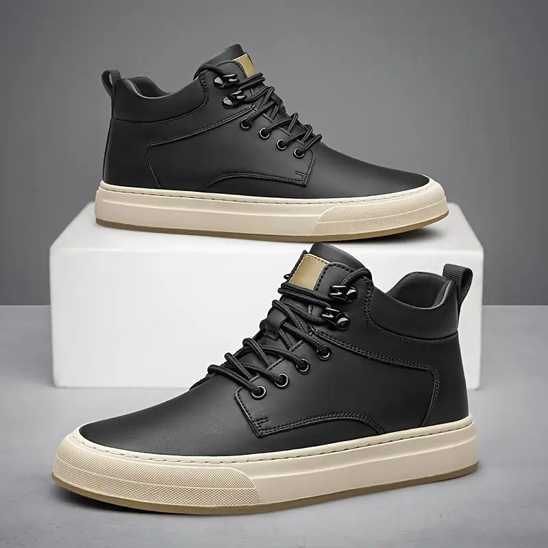 6FT Club Height Increasing Leather Elevator Shoes - Black