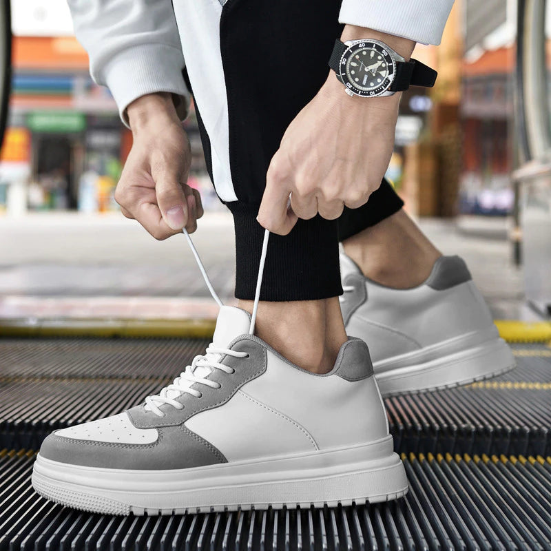 6FT Club Grey Sneakers Men's Elevator Oxford Shoes Chunky Heel Lift Insole