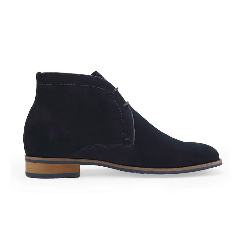 6FT Club Suede Leather Height Increasing Elevator Shoes - Deep Blue
