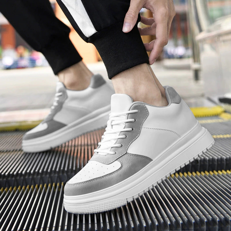 6FT Club Grey Sneakers Men's Elevator Oxford Shoes Chunky Heel Lift Insole