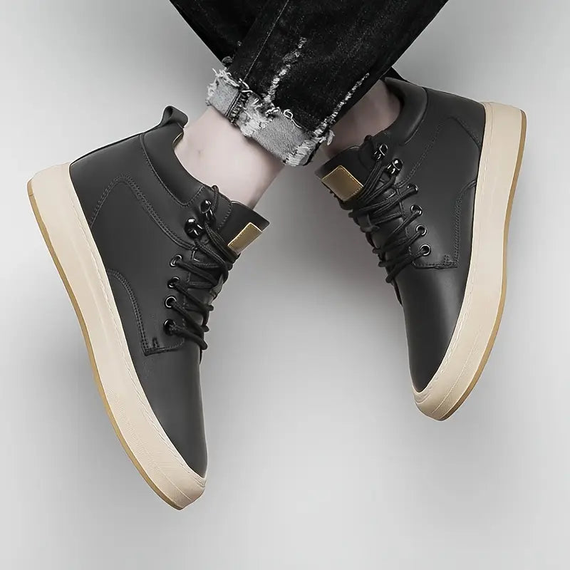 6FT Club Height Increasing Leather Elevator Shoes - Black