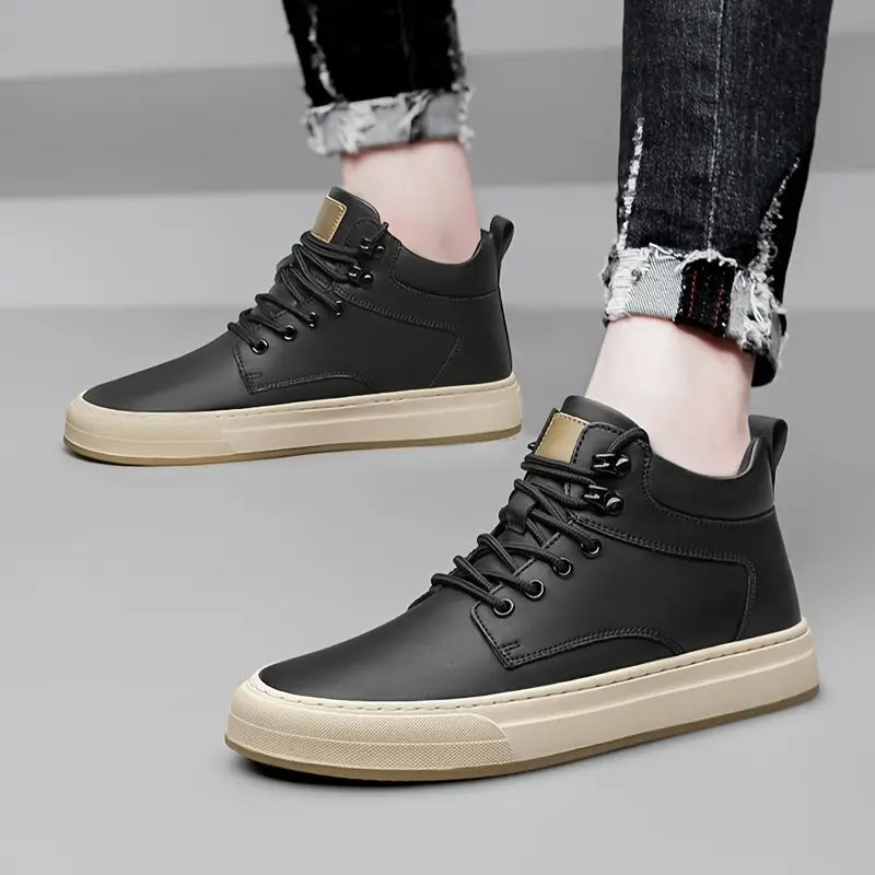 6FT Club Height Increasing Leather Elevator Shoes - Black
