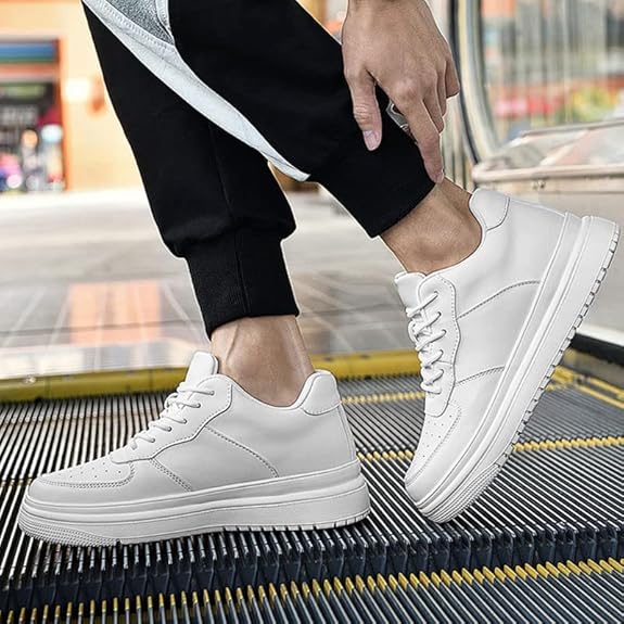 6FT Club White Sneakers Men's Elevator Oxford Shoes Chunky Heel Lift Insole