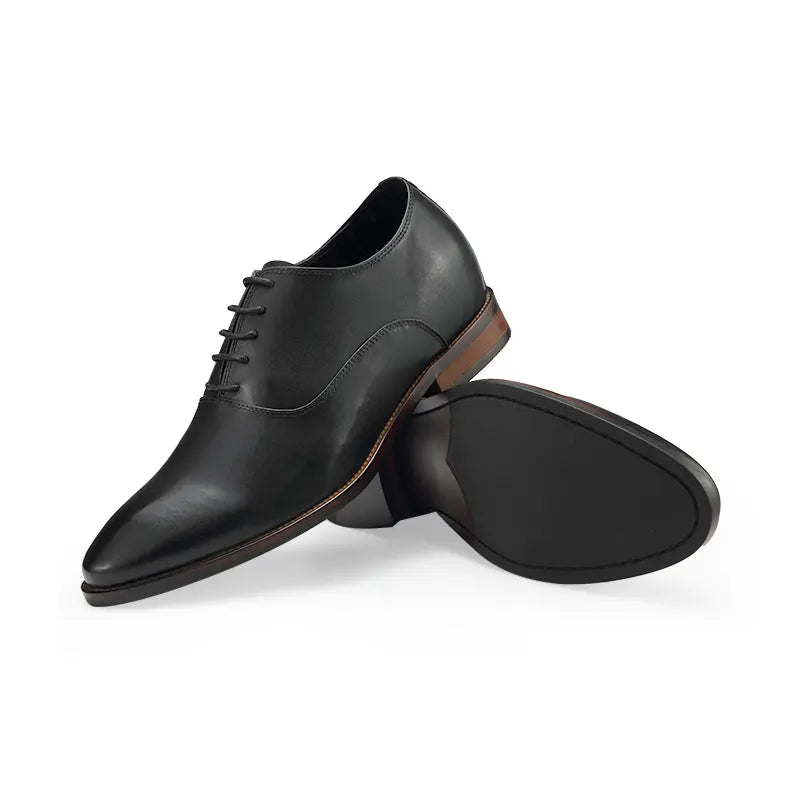 6FT Club Office Leather Dress Elevator Shoes - Black