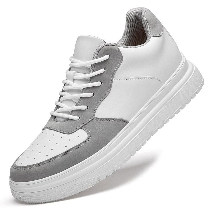 6FT Club Grey Sneakers Men's Elevator Oxford Shoes Chunky Heel Lift Insole