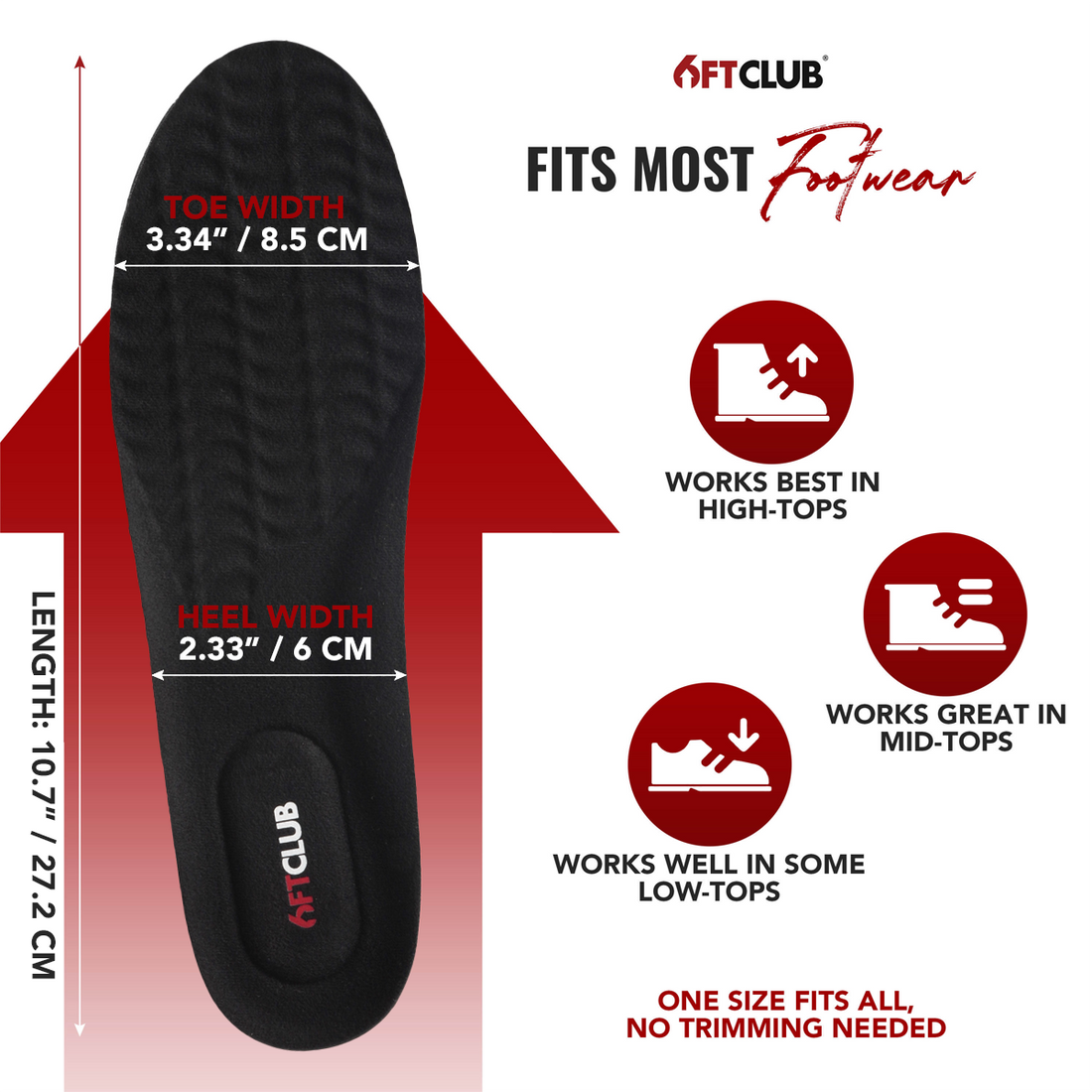 6FT Original Height Insoles